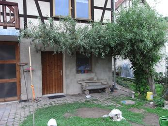 Baubeginn für Solarcarport
Die Baugenehmigung für den Solarcarport ist eingetroffen. Da wo jetzt noch eine Weide über dem Nebeneingang Schatten spendet, soll ein transparentes Solardach entstehen.
Bild 1